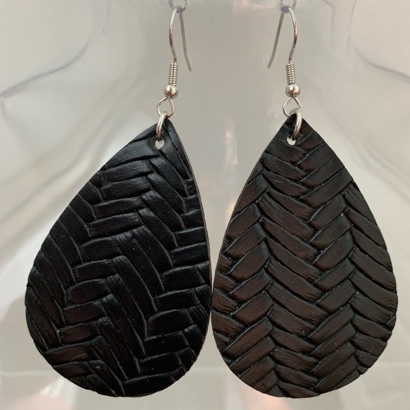 Jewelry - 🌻3 for $12🖤Faux Leather Teardrop Dangle Earrings